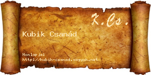 Kubik Csanád névjegykártya